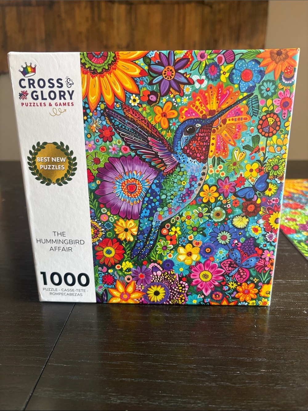 Bright Hummingbird Floral 1000-Piece Puzzle Gorgeous Colors!